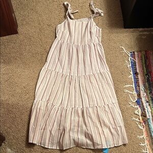 Cupshe Pink and Cream Striped Tie-Shoulder Maxi Dress
